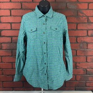 Rqqba Womens Large Checkered Flannel Button-Down‎ Shirt – Cozy, Casual, Preppy